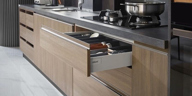 Modern Wooden Gray Kitchen Cabinet PLCC21113