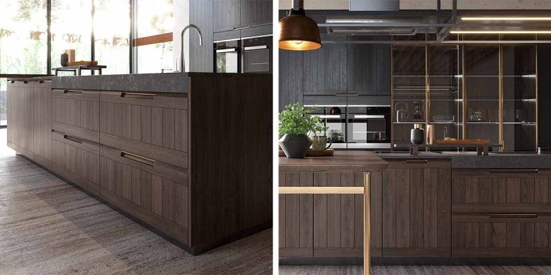 Solid Wood Rustic Kitchen Cabinet with an Island PLCC20004