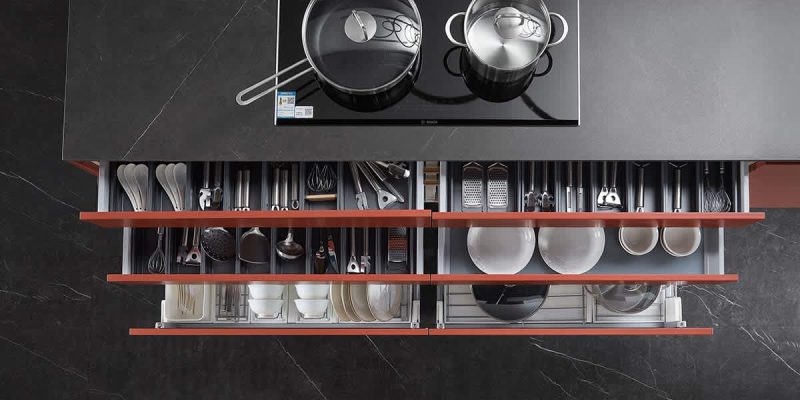 Modern Lacquer Kitchen Cabinet with Island PLCC21043