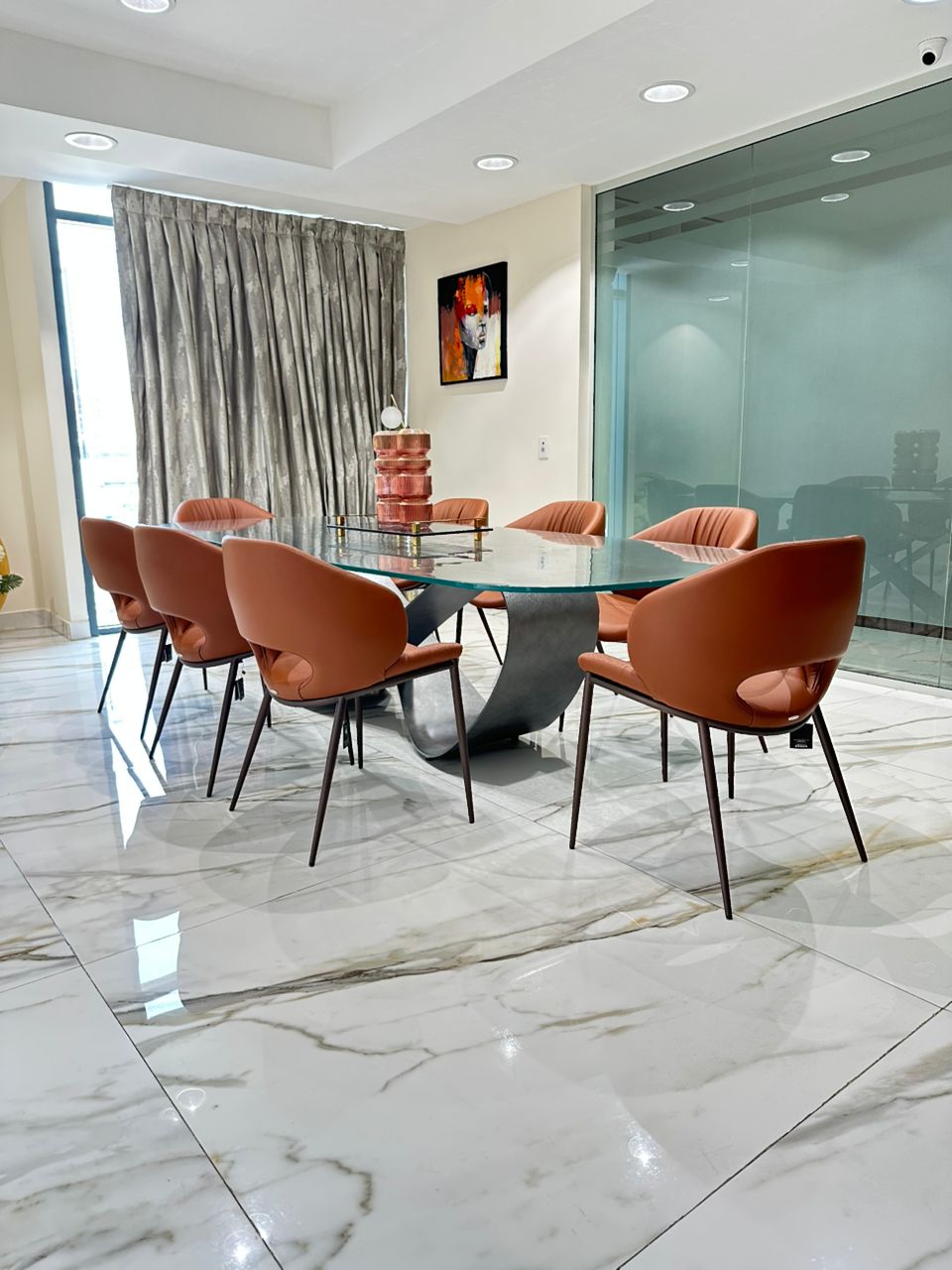 Butterfly Glass Dining Table & Miranda Chairs